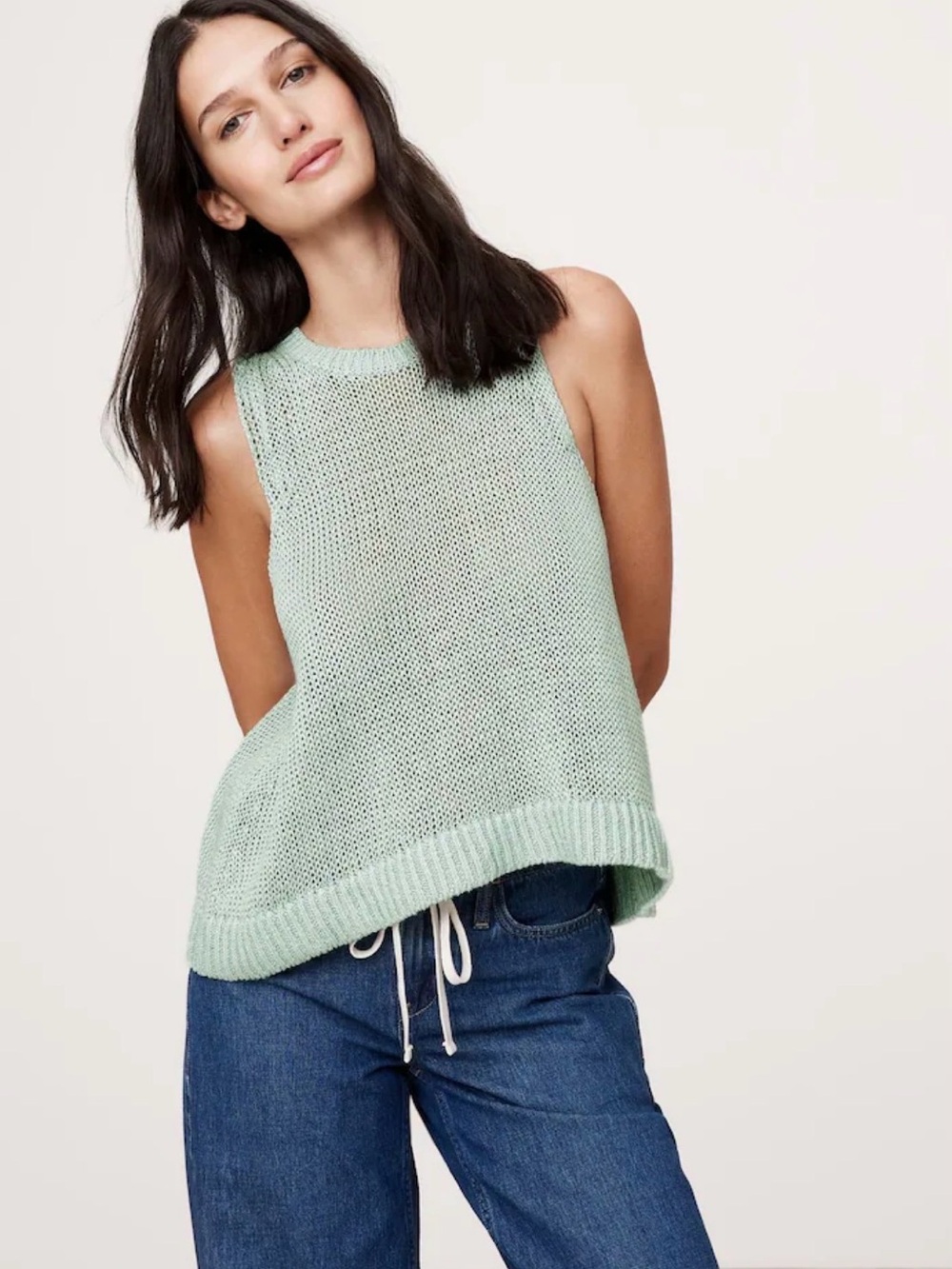 Banana Republic 100% Linen Light Mint Knit Sleeveless Tank Top - Womens size M